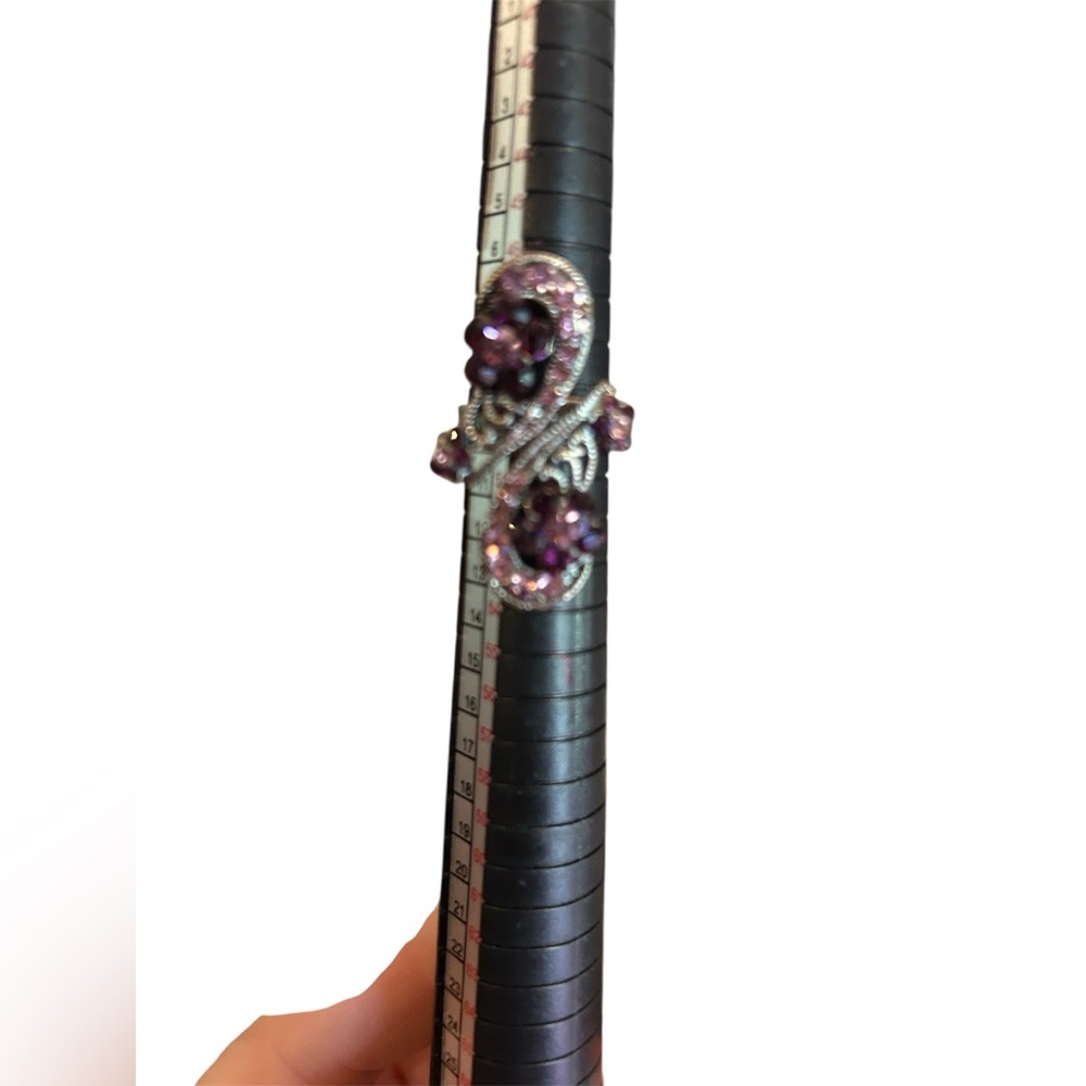 Silver and Purple Crystal  Ring